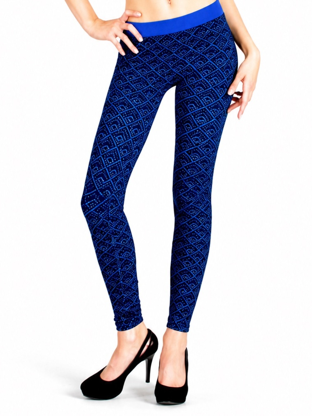 NIKIBIKI Blue Geometric Seamless High Waist Leggings One Size